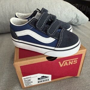 Vans Toddler Navy and White Velcro Sneakers